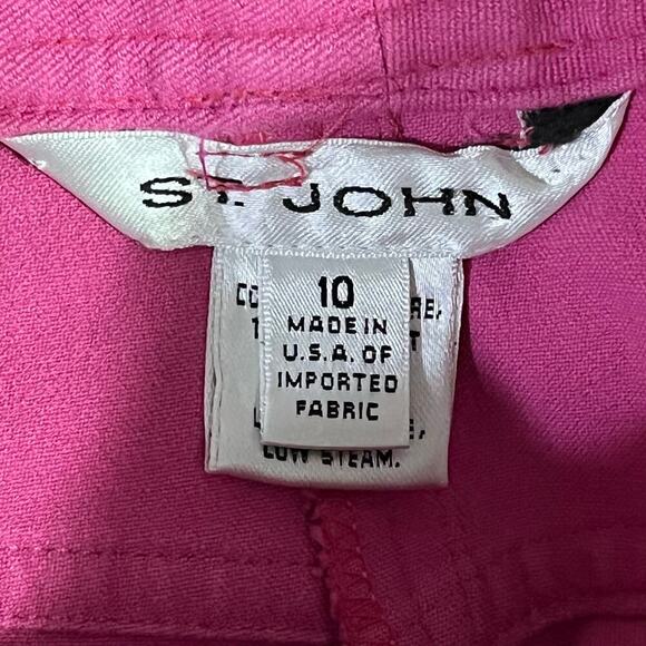 ST. JOHN Pants Women's Pink High Rise Straight Leg Stretch Size 10 Cropped - Picture 8 of 10